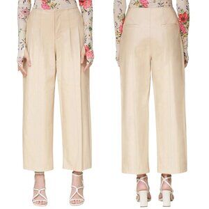 Avec Les Filles Barrel Pleated Faux Leather Pants Womens 2 Ivory Vegan Chic NWOT